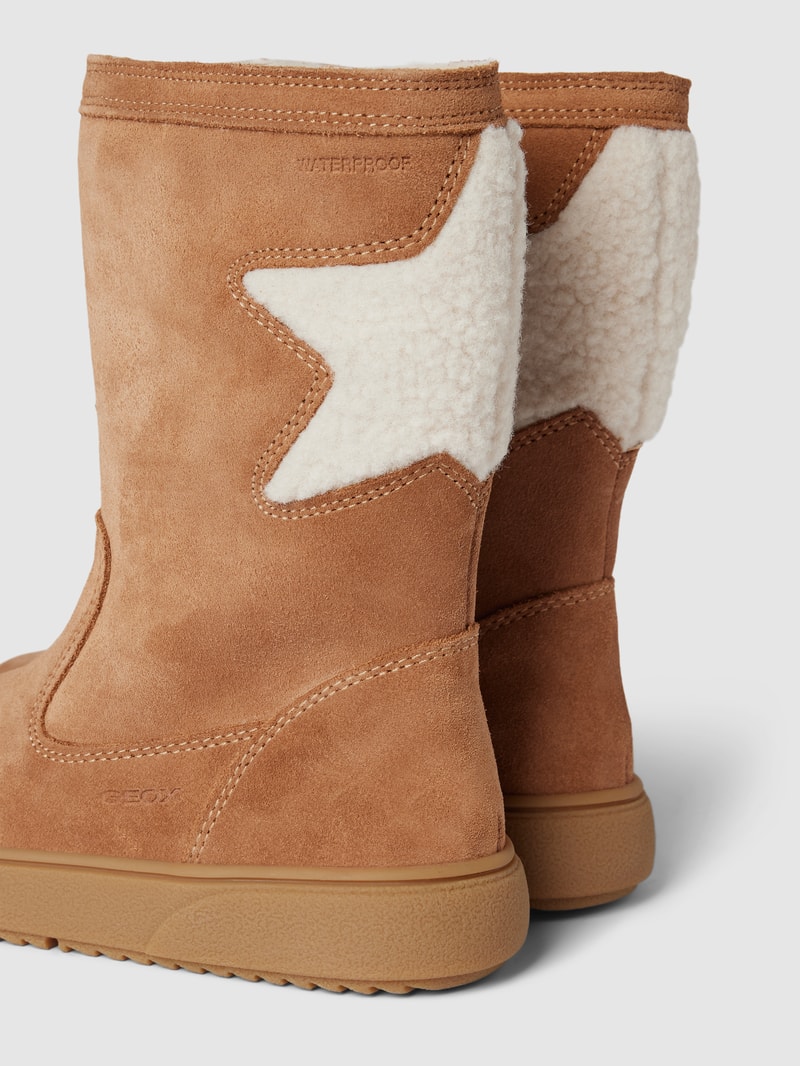 Stiefel mit Teddyfell-Besatz Modell 'THELEVEN' in camel