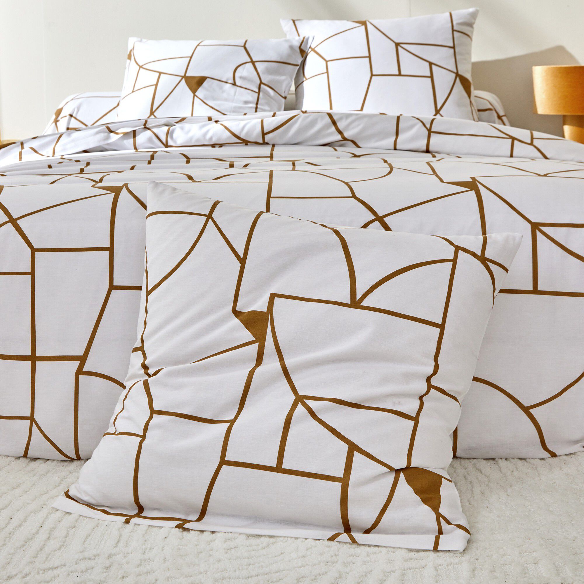 Linge de lit Geoffroy en coton à motifs graphiques
