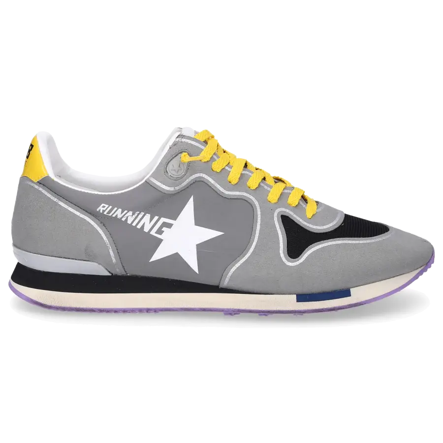 Golden Goose - Sneaker low RUNNING Glattleder Textil Used gelb grau schwarz - grau
