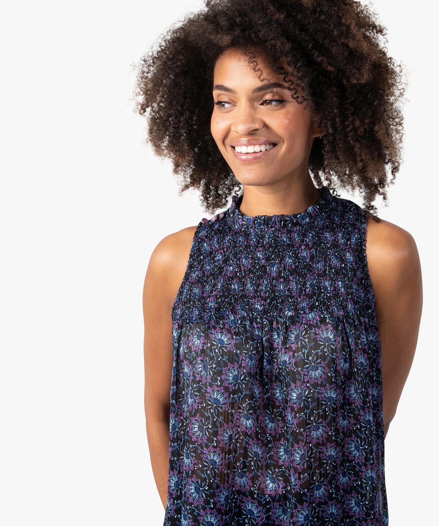 Blouse femme imprimée sans manches imprime | GEMO