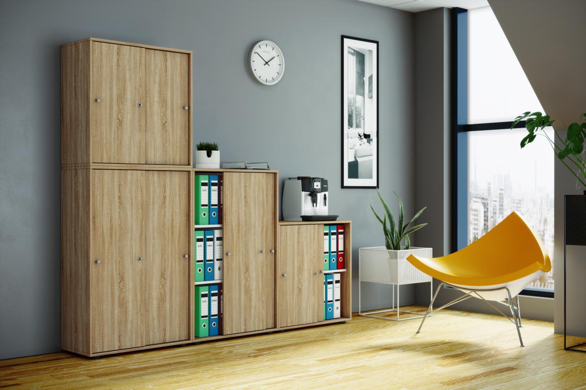 VCM Büroschrank Lona XL mit Schiebetüren Sonoma-Eiche