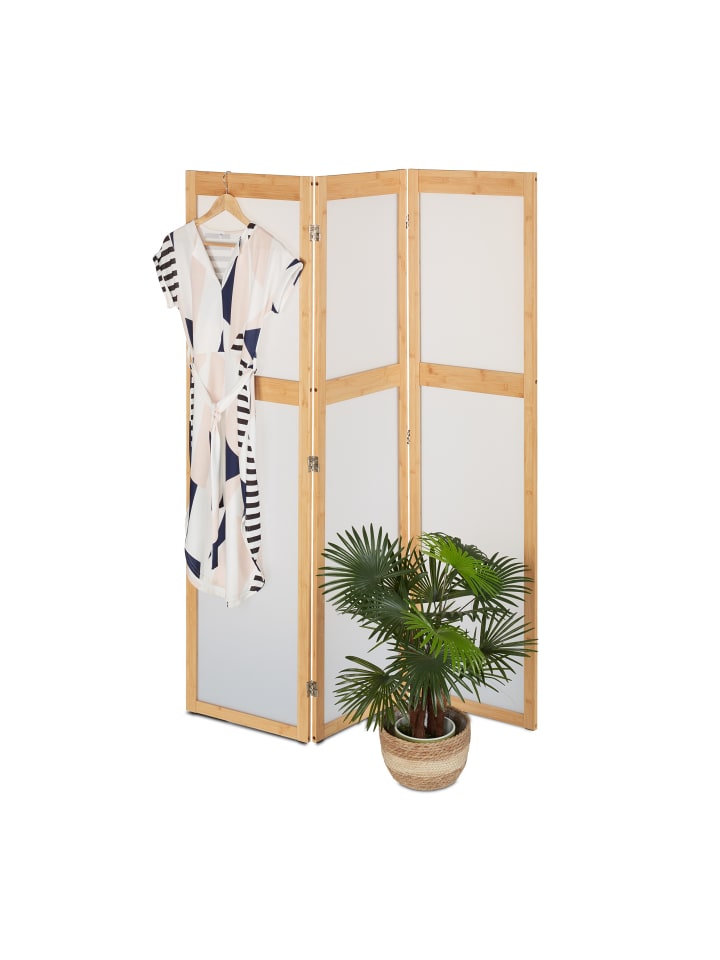 relaxdays Paravent in Natur/ Weiß - (B)135,5 x (H)168 cm günstig kaufen onesize