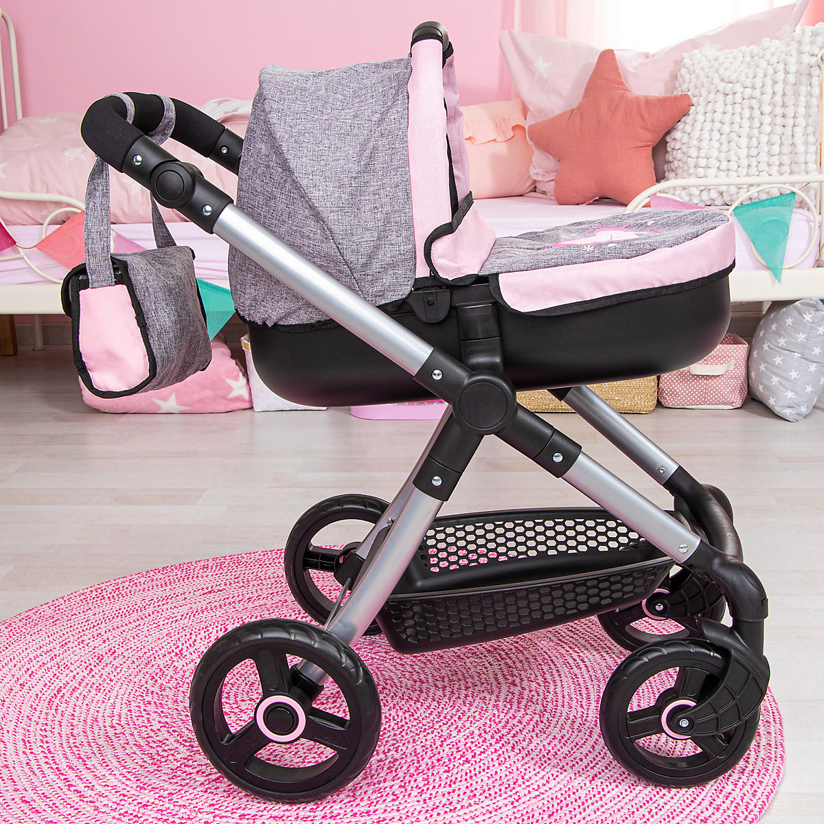 Puppenwagen Style, grau/rosa