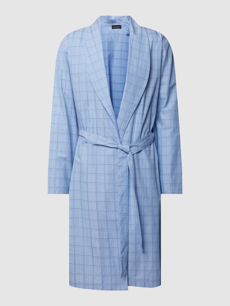 Bademantel aus reiner Baumwolle mit Gitterkaro Modell 'Ian Robe' in hellblau