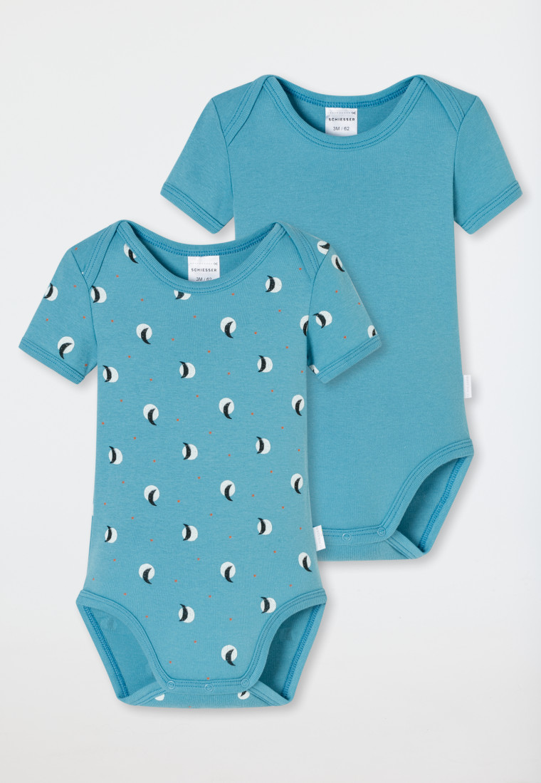 Bodys kurzarm 2er-Pack Feinripp hellblau - Natural Love