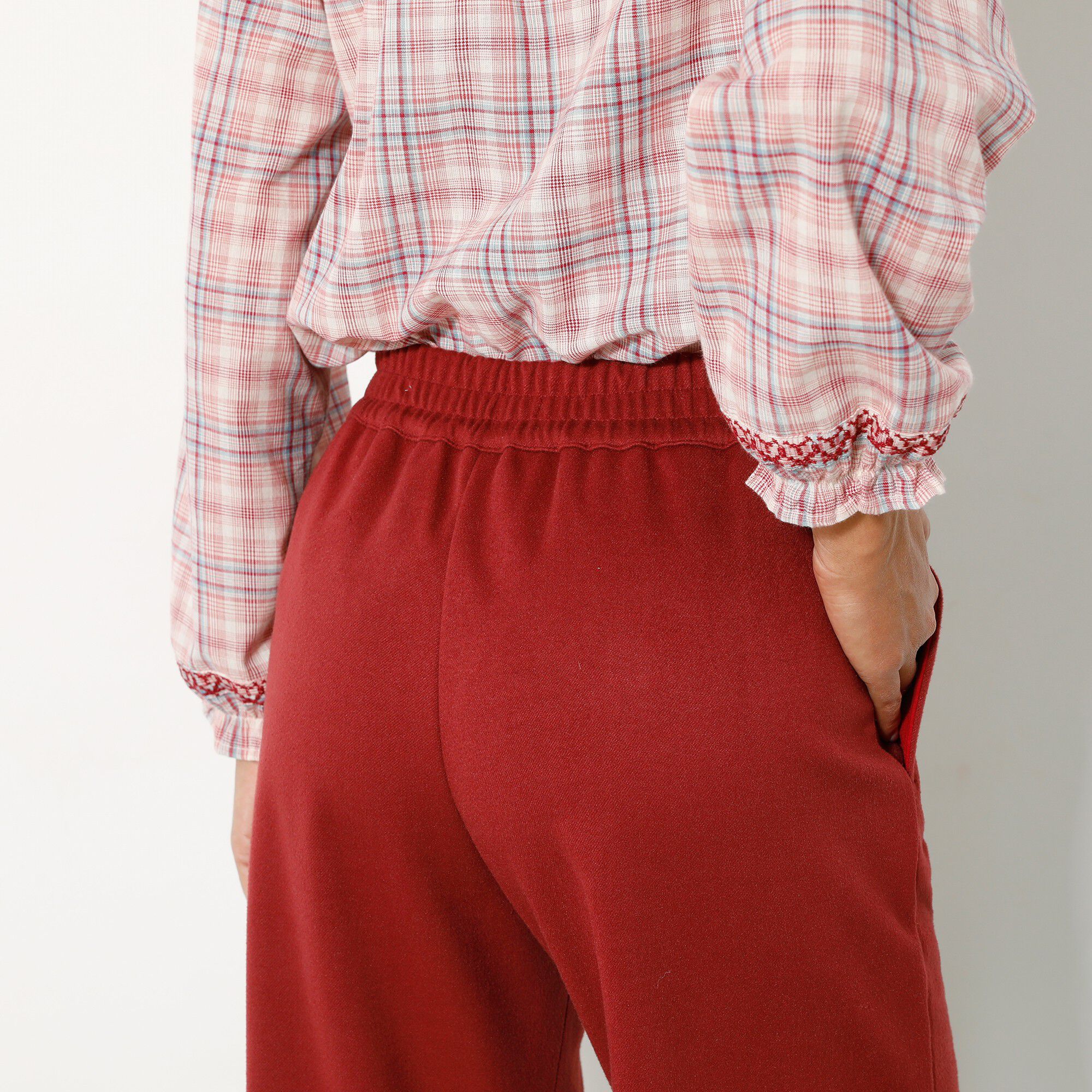 Pantalon large chaud, aspect lainage
