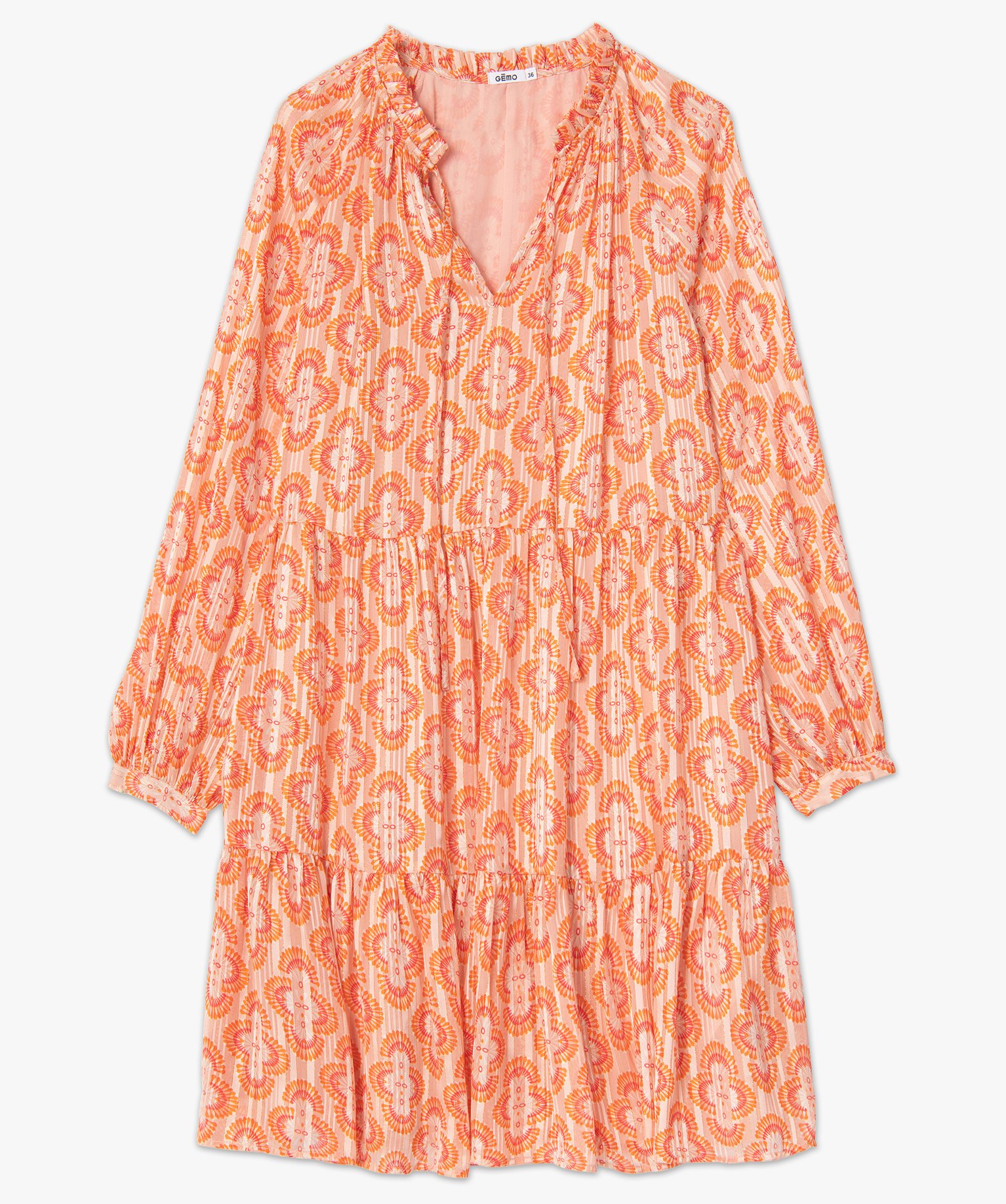 Robe femme à motifs et fines rayures pailletées imprime | GEMO