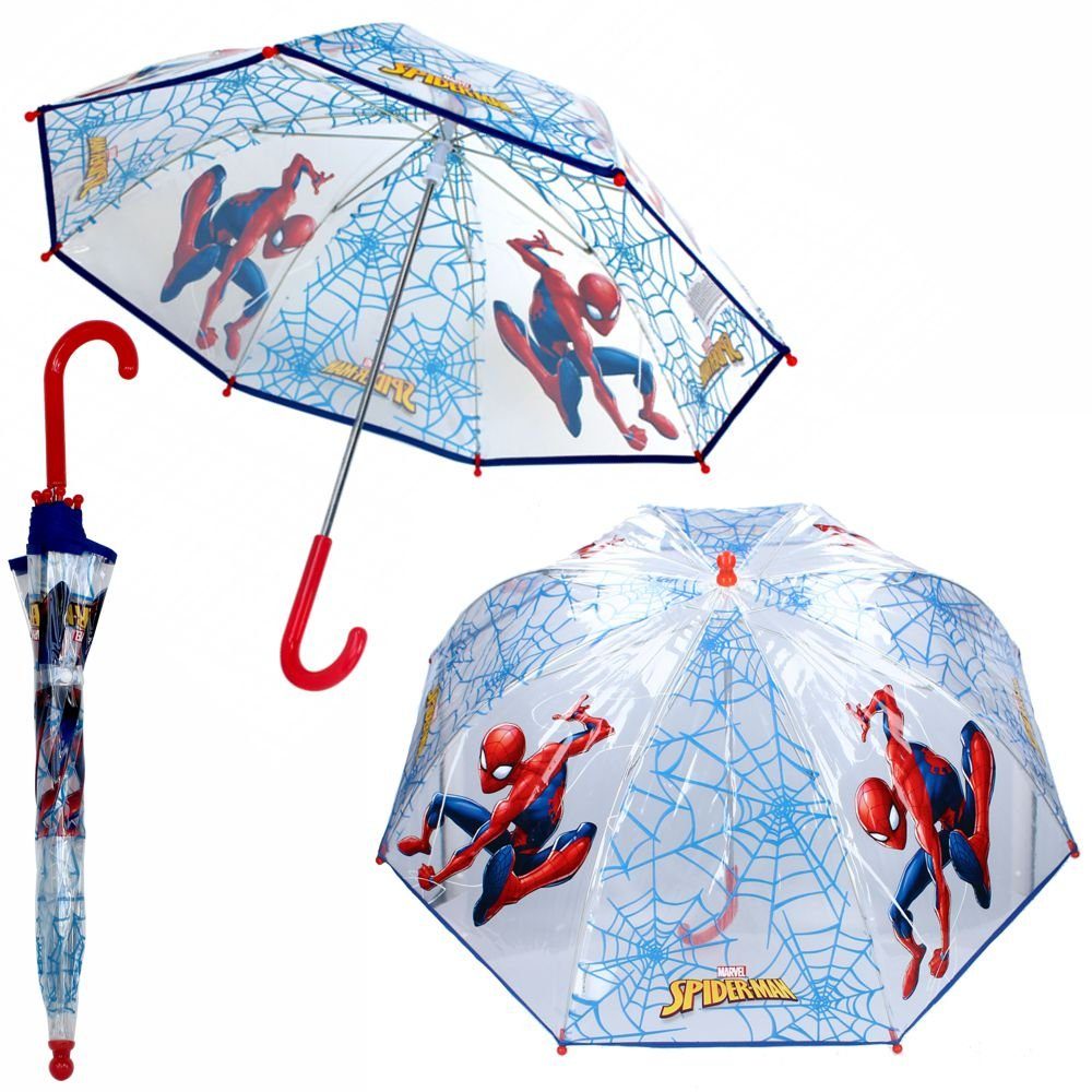 Spiderman Stockregenschirm Stockschirm blau & transparent Marvel Spiderman Kinder Regenschirm