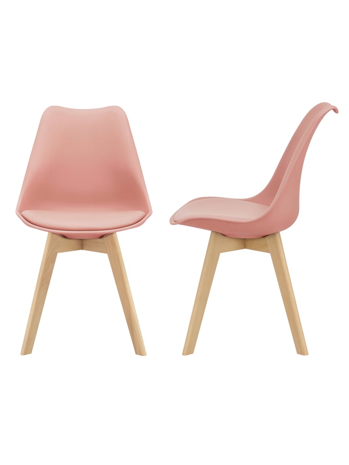 en.casa 2er-Set Esszimmerstuhl Fläten in Rosa (H)81cm (B)49cm (T)57cm günstig kaufen onesize