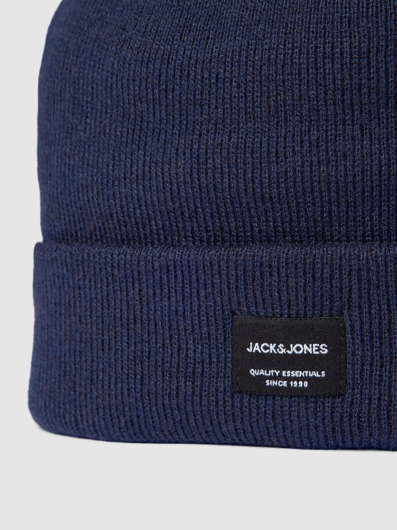 Beanie mit Logo-Patch in marineblau