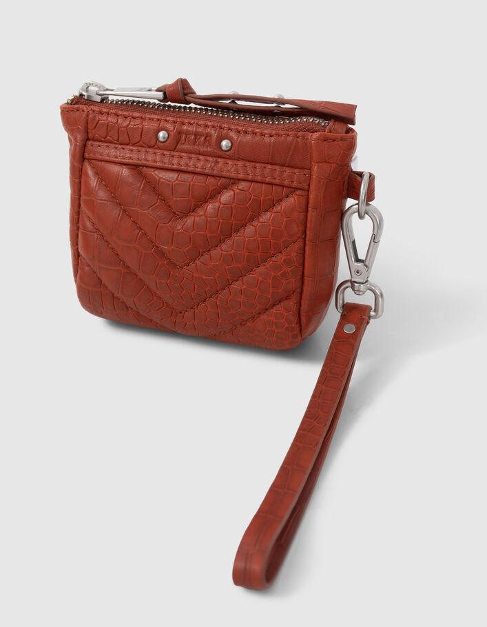 Mini trousse 1440 Toy orange cuir embossé croco Femme
