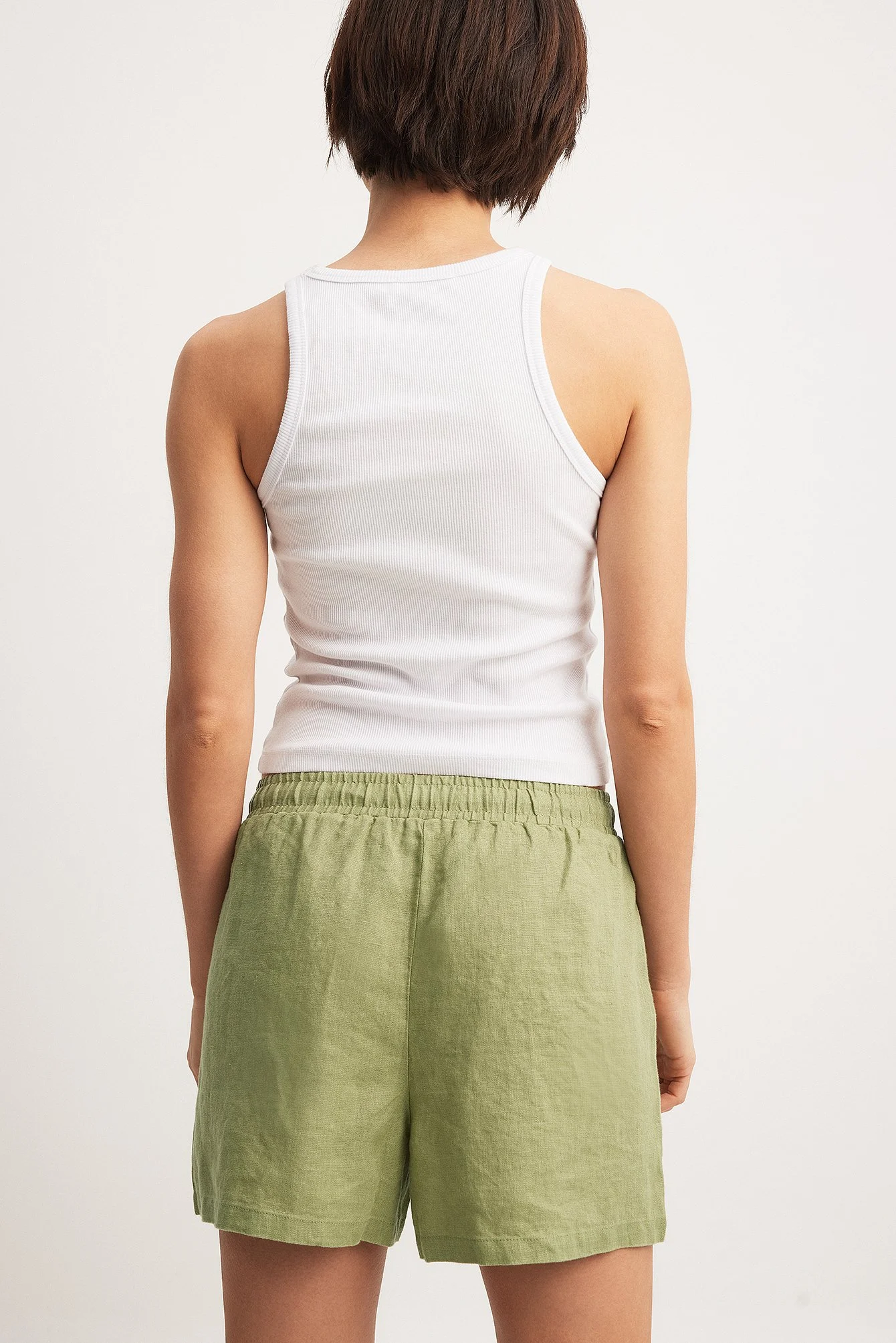 Leinen-Shorts mit elastischem Taillenbund