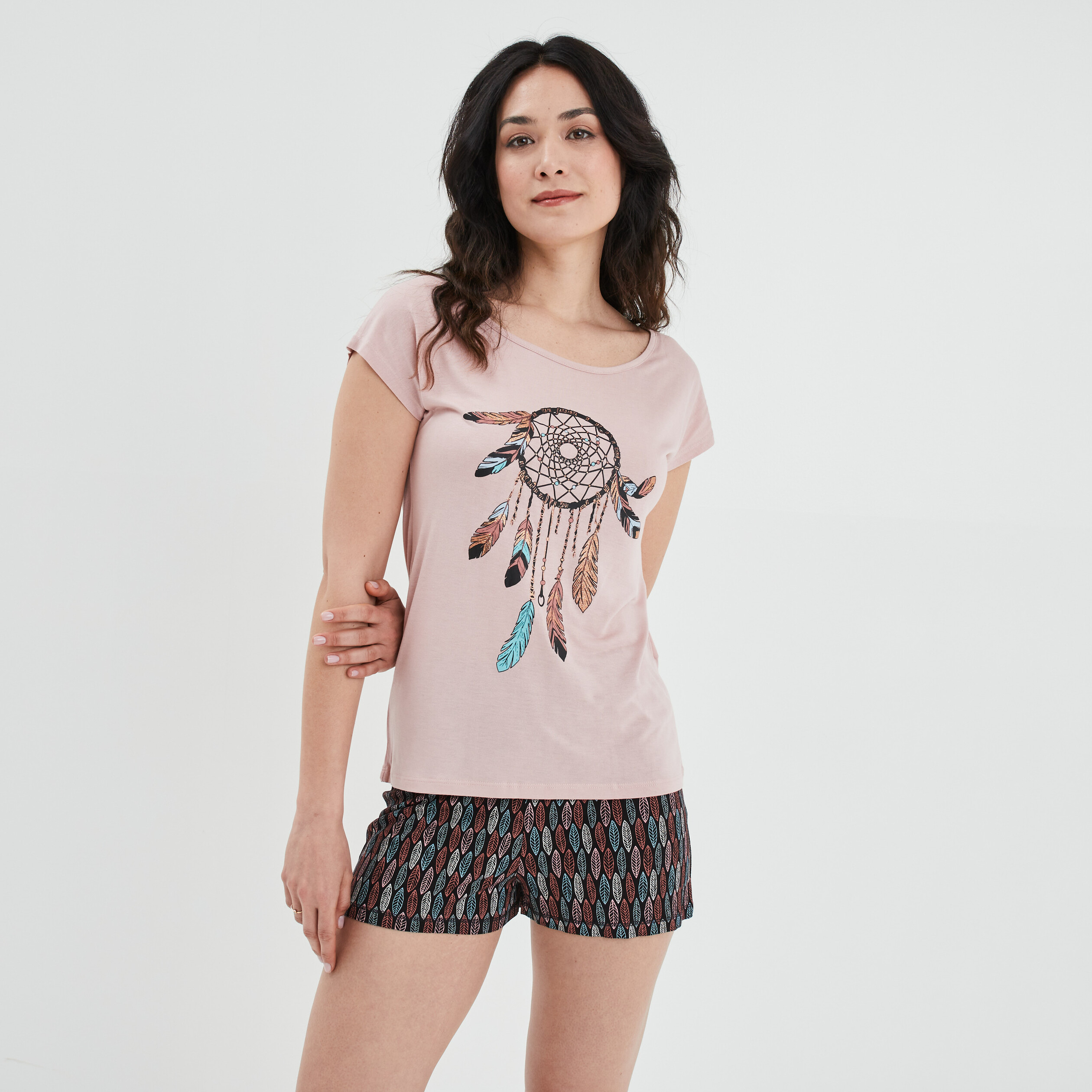 Ensemble pyjama 2 pièces short rose femme | La Halle