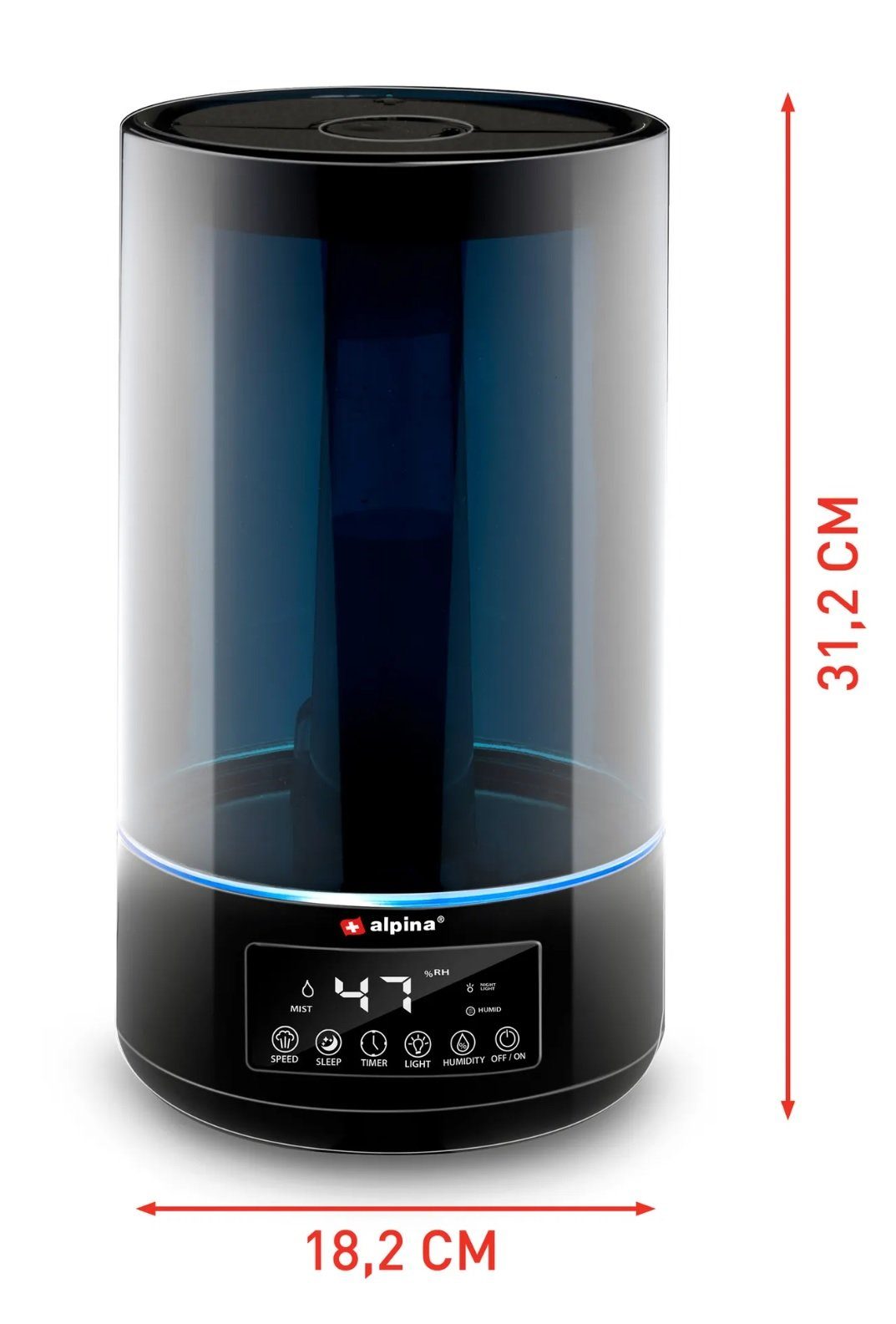 JUNG Luftbefeuchter ALPINA Luftbefeuchter 4L Aroma Diffuser Raumbefeuchter fü alle Räume, 4,30 l Wassertank, mit Fernbedienung, Raumluftbefeuchter, Raumluft Diffusor Humidifier