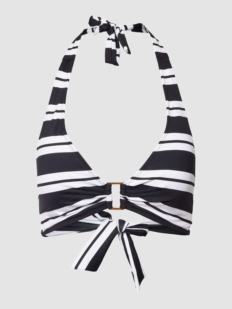 Bikini-Oberteil mit Streifenmuster in schwarz