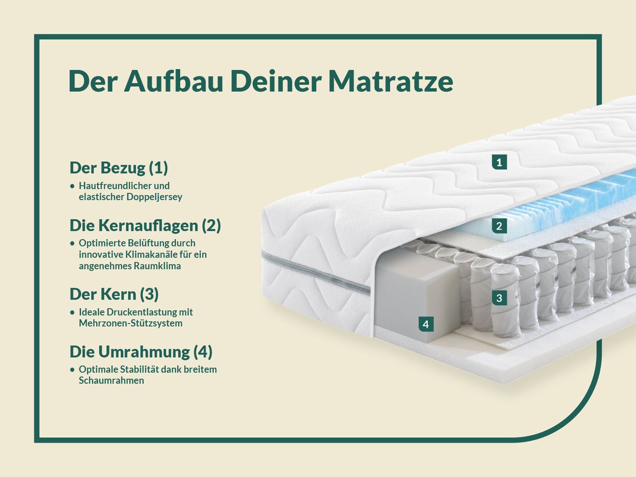 Frankenstolz f.a.n. 7-Zonen-Taschenfederkern-Matratze Aman 140x200, H2