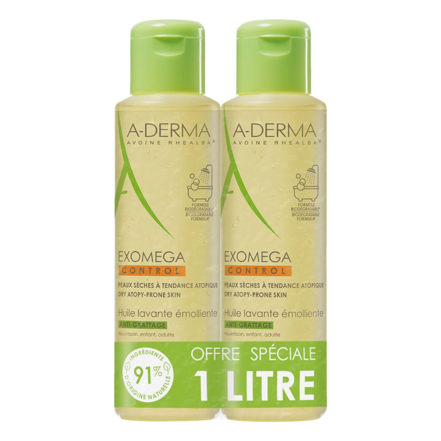 a-derma Exomega Control Huile Nettoyante 2x500 ml