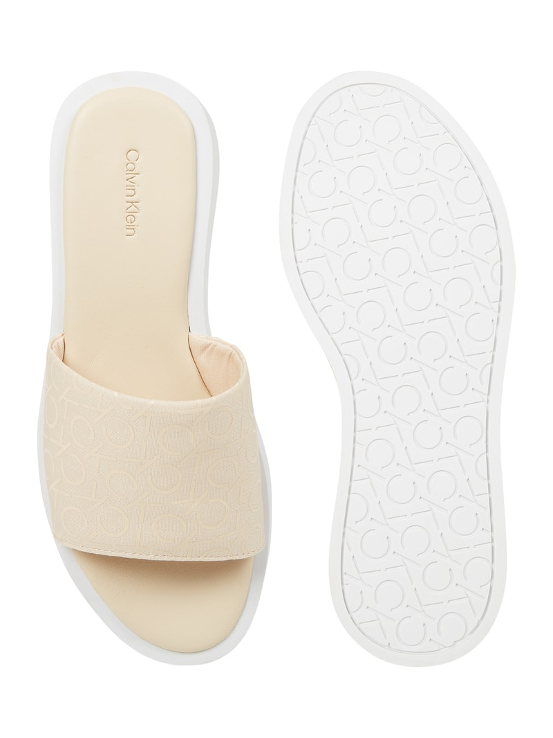 Pantolette mit Logo-Muster in sand