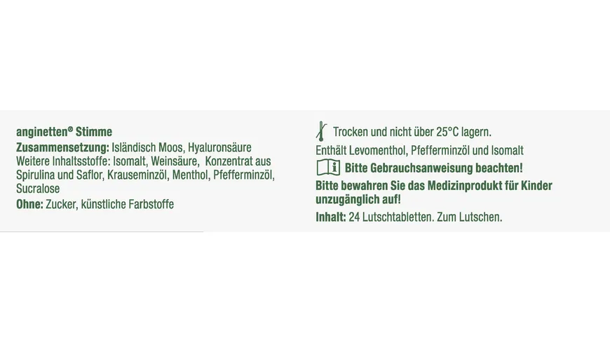 Anginetten Stimme Halstabletten Pfefferminze