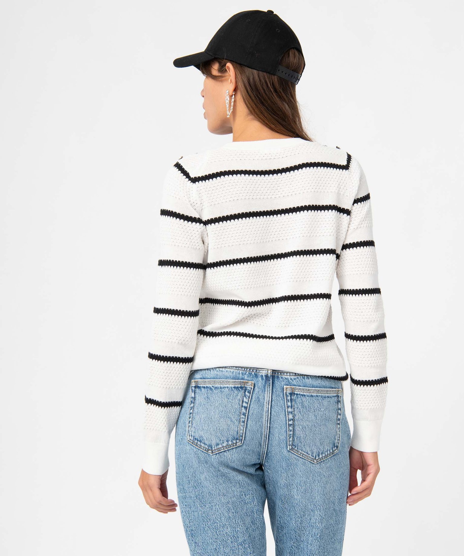 Pull femme en maille fantaisie rayée raye | GEMO