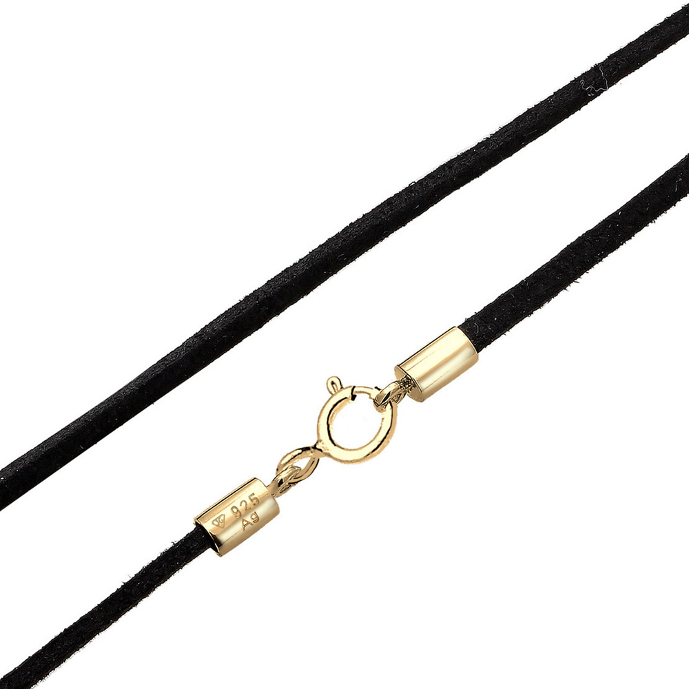 Elli Elli Collier Femmes Choker Basique Tendance avec Daim Noir en Argent Sterling 925 collier