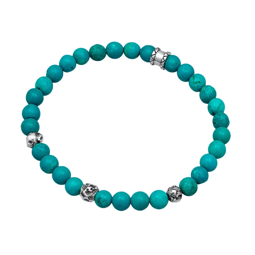 KUZZOI KUZZOI Bracelet Hommes perles avec howlite turquoise en argent sterling 925 Bracelet