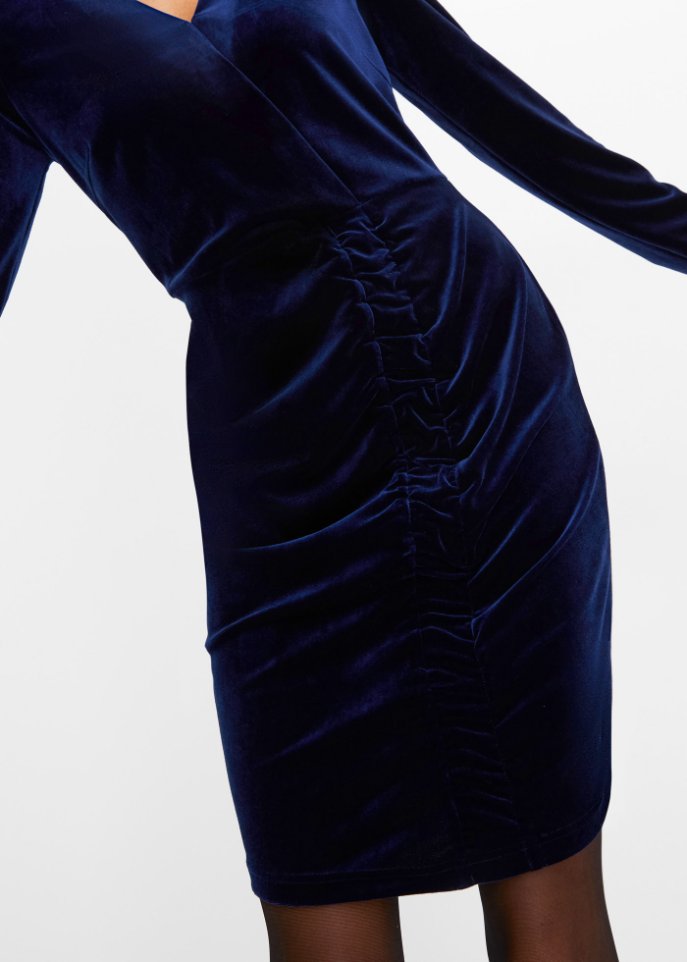 Samt-Kleid mit Raffung
