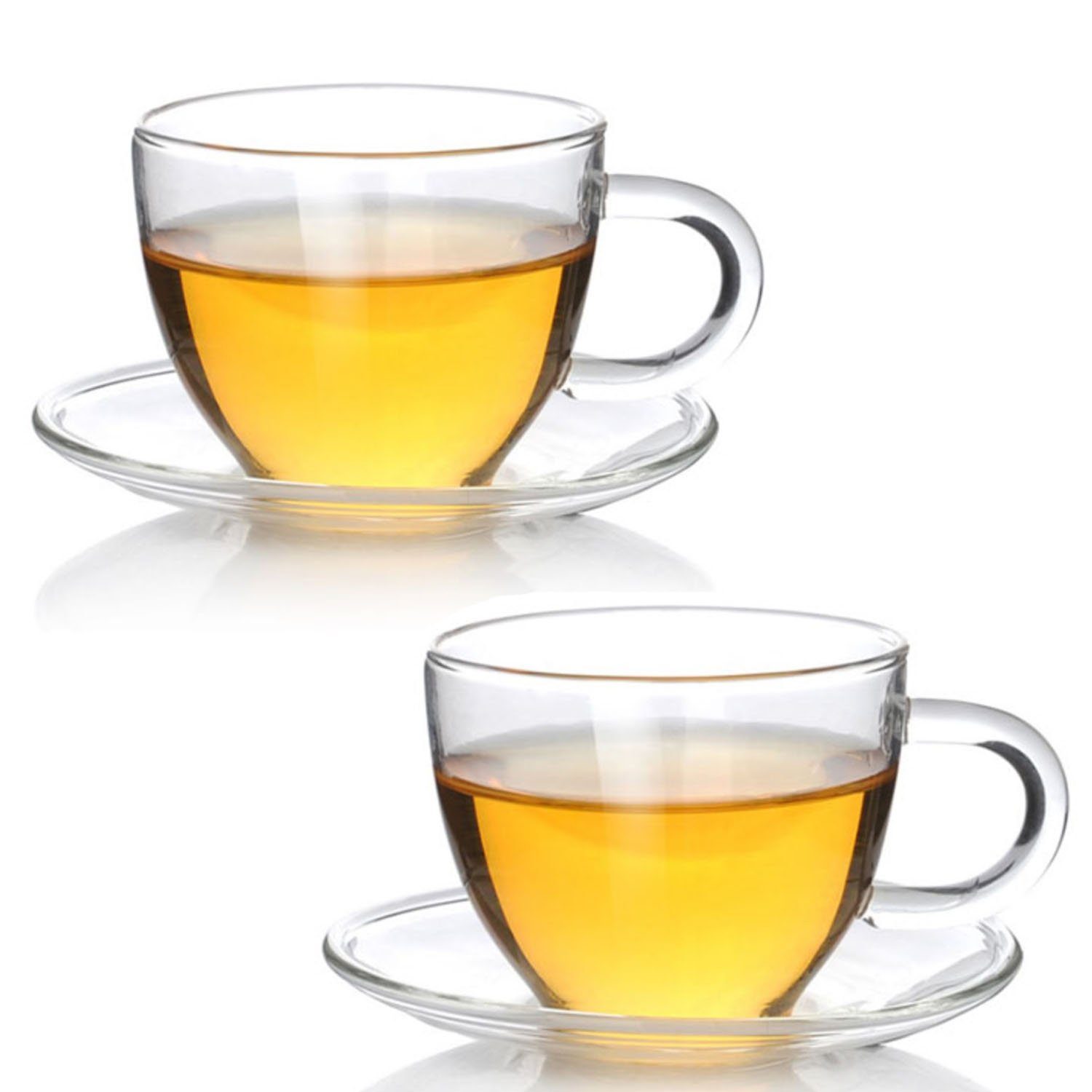 Dimono Tasse Tee & Kaffeetassen Set; 80 ml Fassungsvermögen, Borosilikatglas, Espresso Gläser & Untertasse