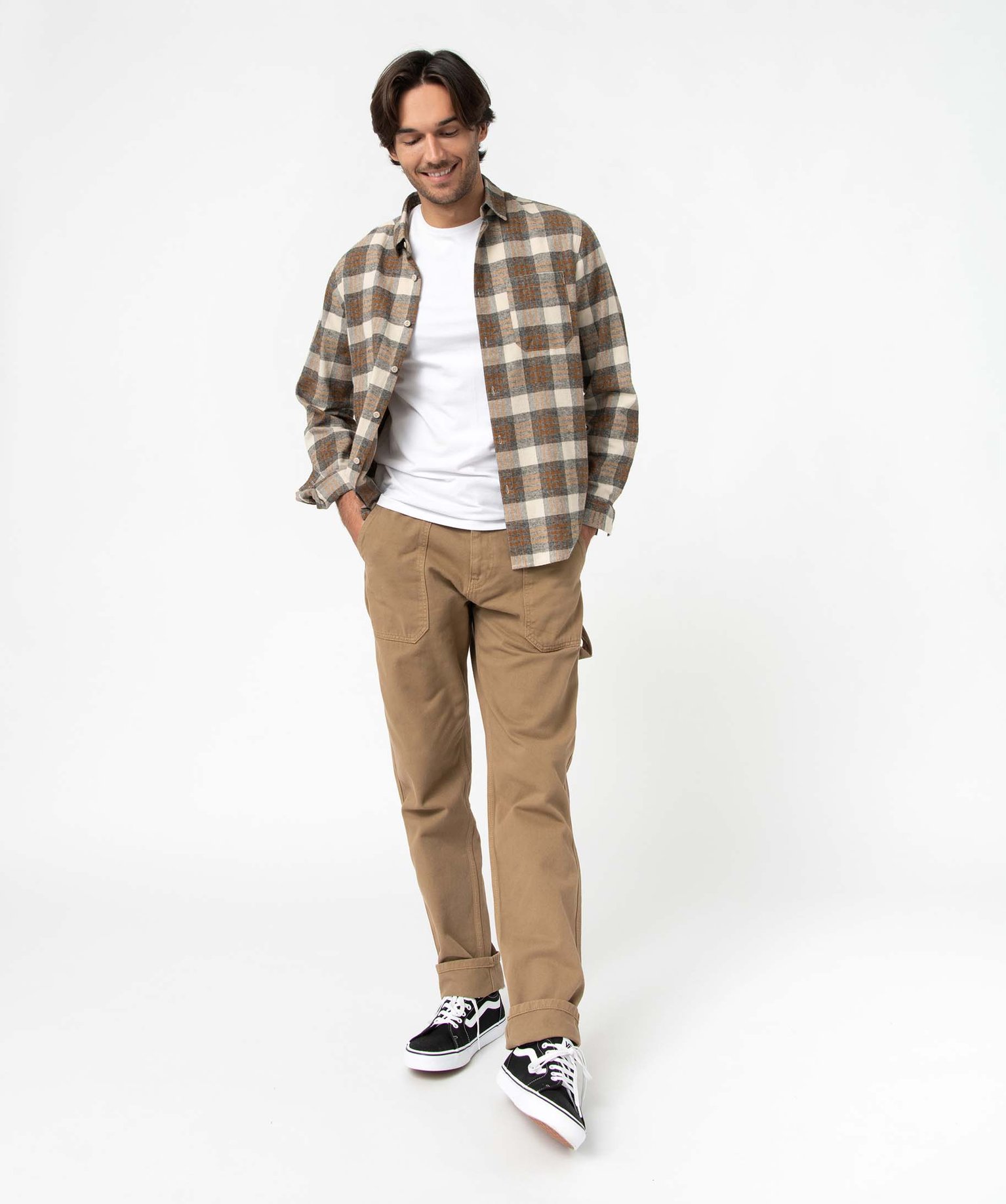 Pantalon homme coupe Regular avec larges poches plaquées marron clair | GEMO