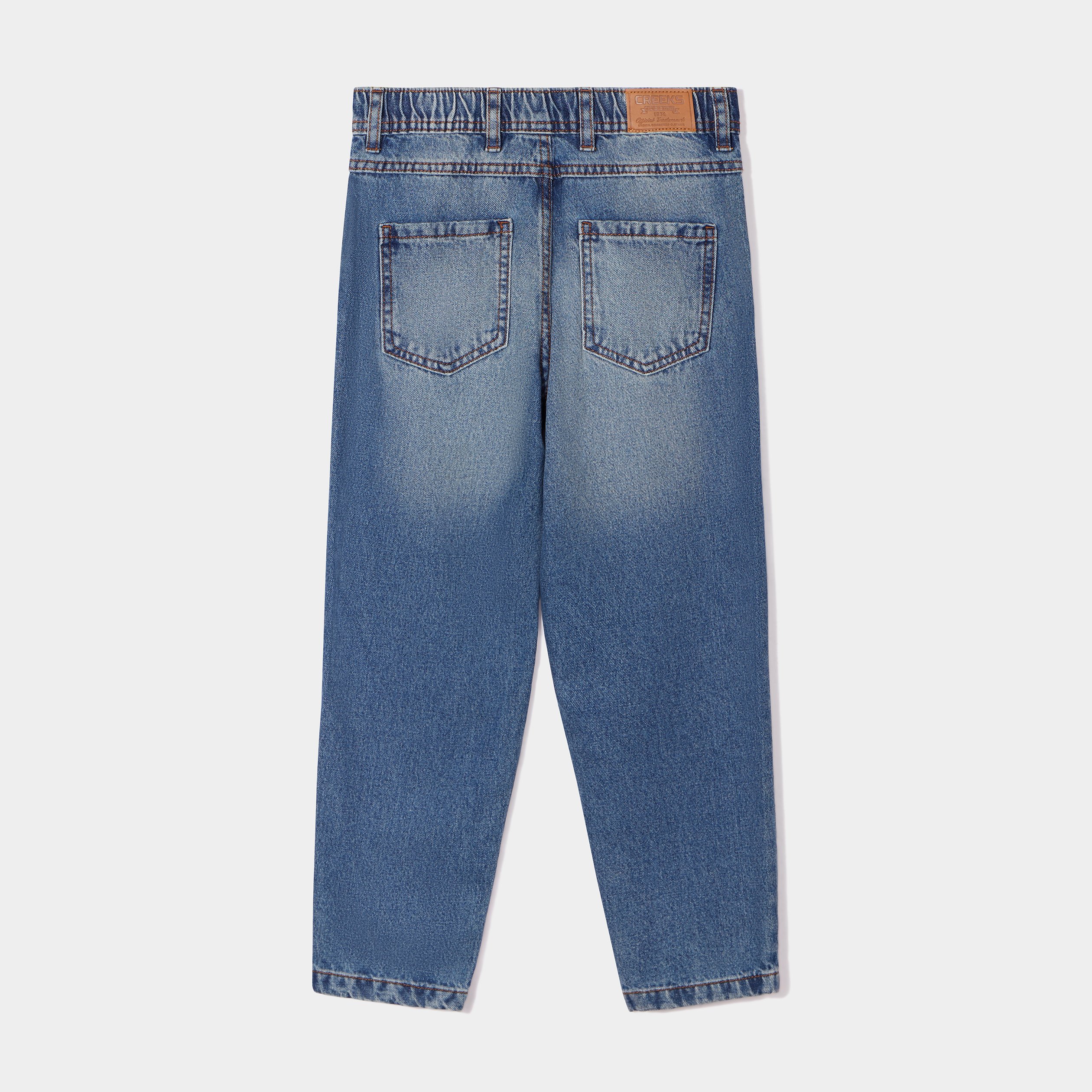 Jeans regular patchs coton Creeks denim double stone garçon | La Halle