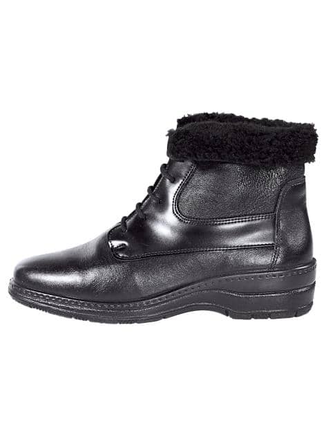 Schnürstiefelette mit umschlagbarem Fellkragen