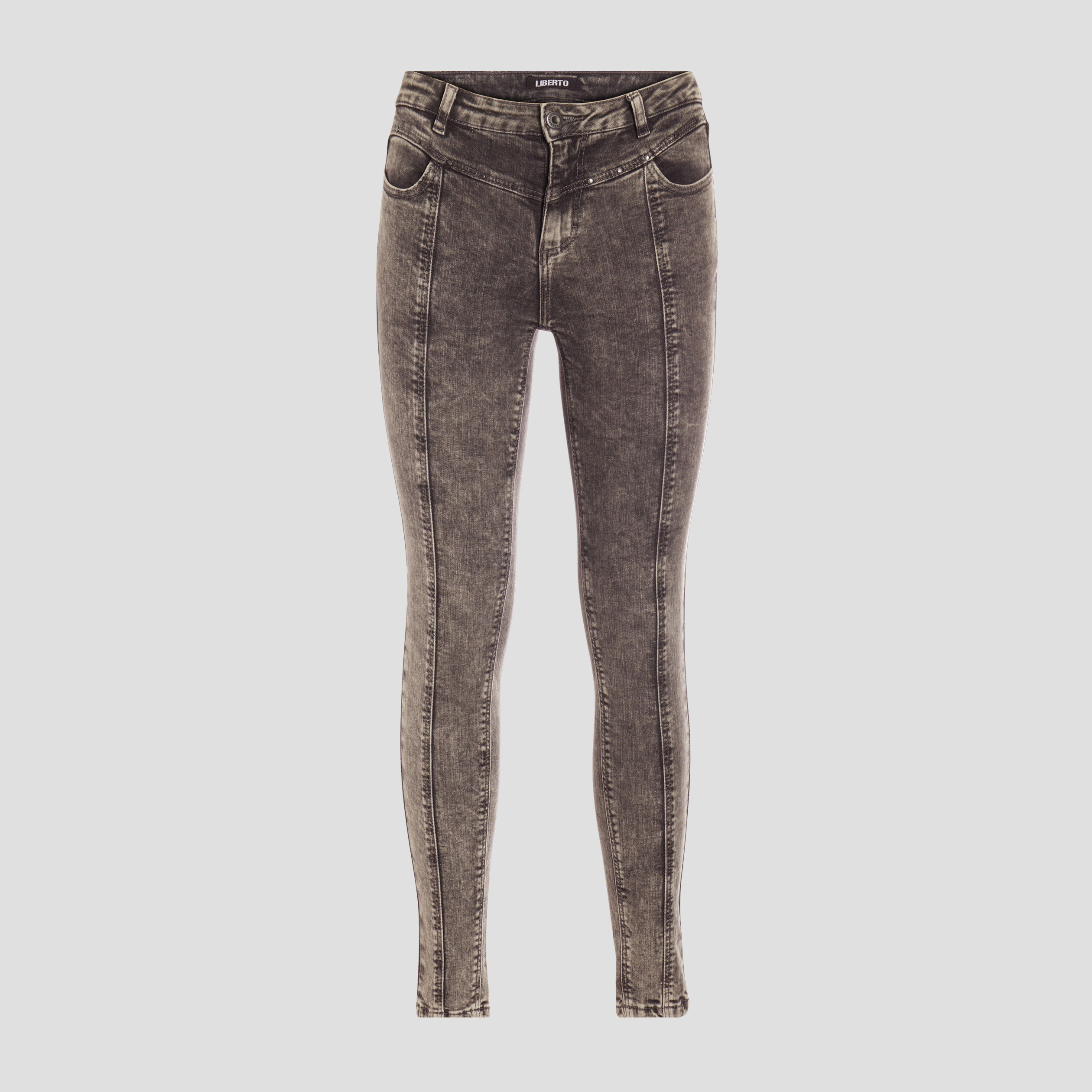 Jeans skinny avec clous denim gris femme | La Halle