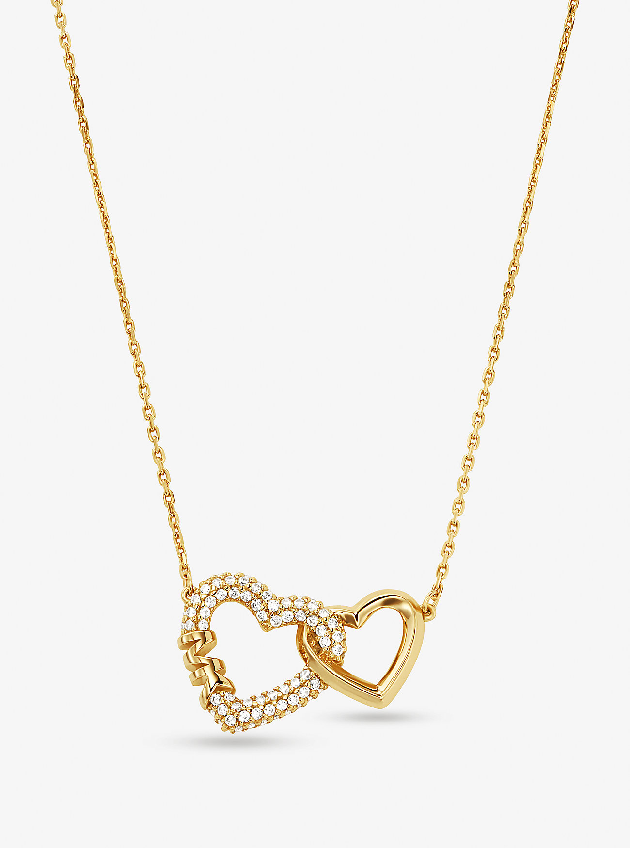 Precious Metal-Plated Sterling Silver Interlocking Hearts Necklace - GOLD