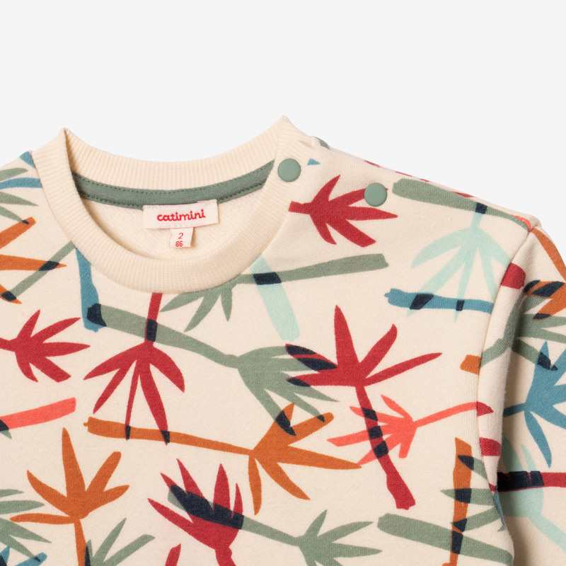 Sweat bébé garçon néo camo palmes jaune Catimini