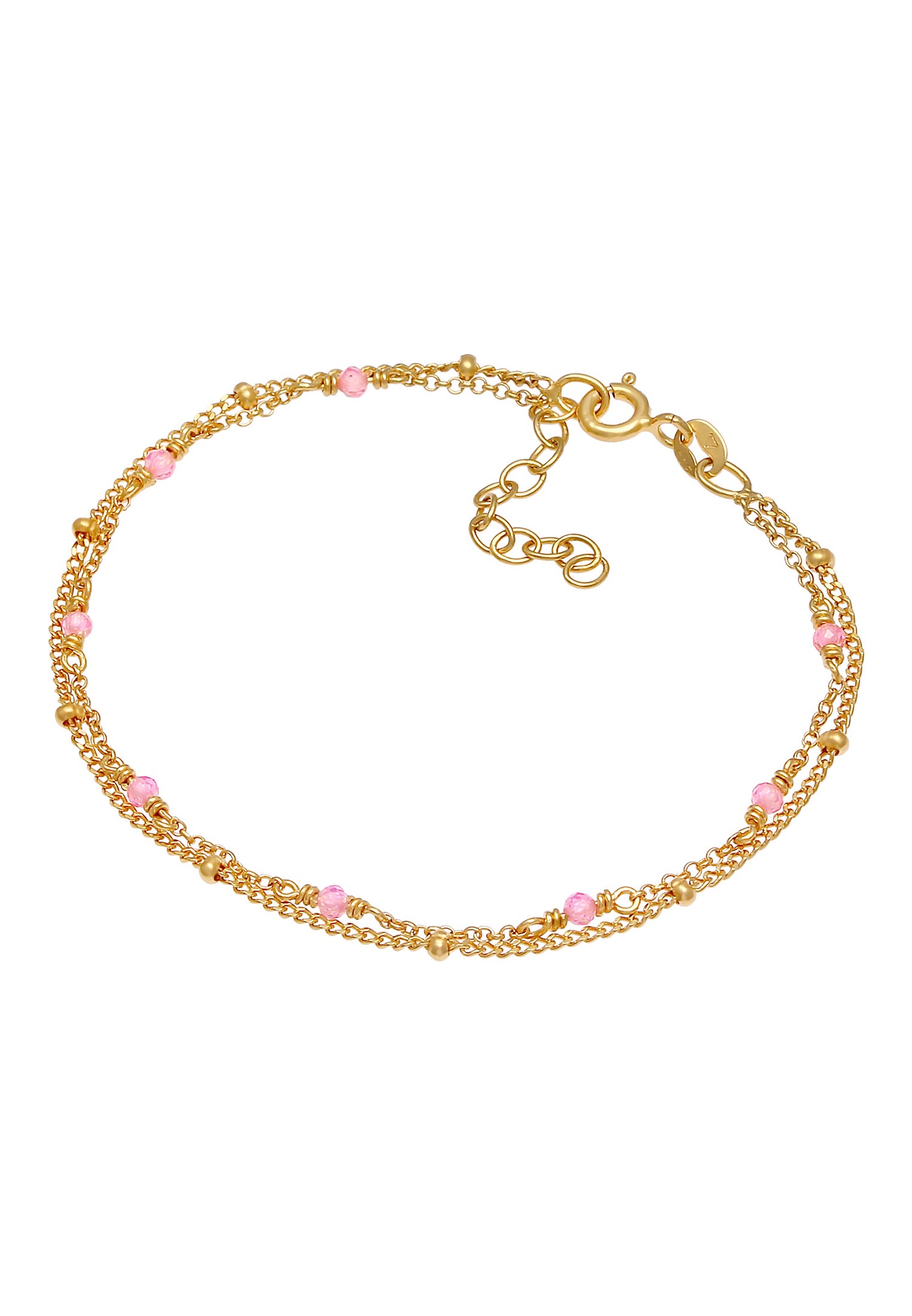 Cadena Elli Filigree rosa con bolitas para mujer y cuentas de cuarzo de plata 925.