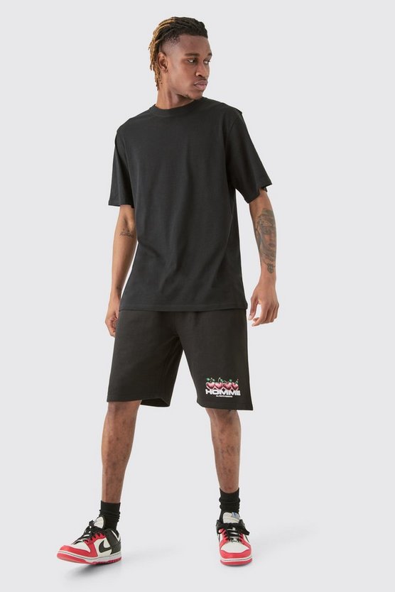 Tall T-Shirt & Shorts mit Homme Kirsch-Print