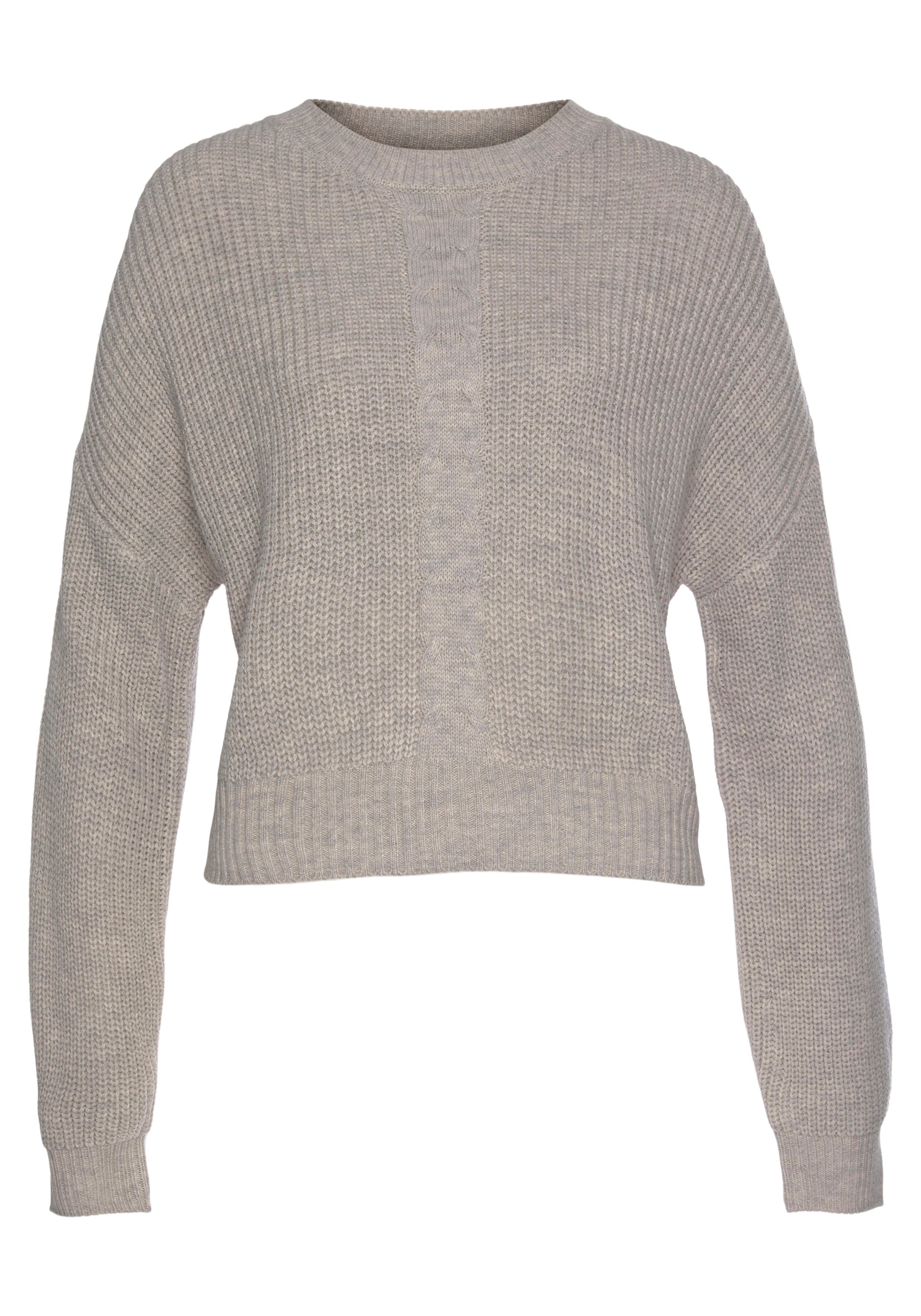LASCANA Strickpullover mit Zopfmuster vorne