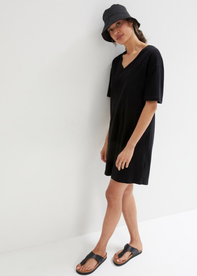 T-Shirtkleid mit V-Ausschnitt, oversize (2er Pack)
