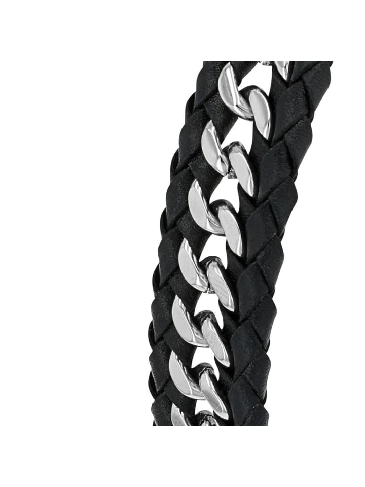JOOP! Armband Edelstahl, Leder in Schwarz günstig kaufen 21,5 cm