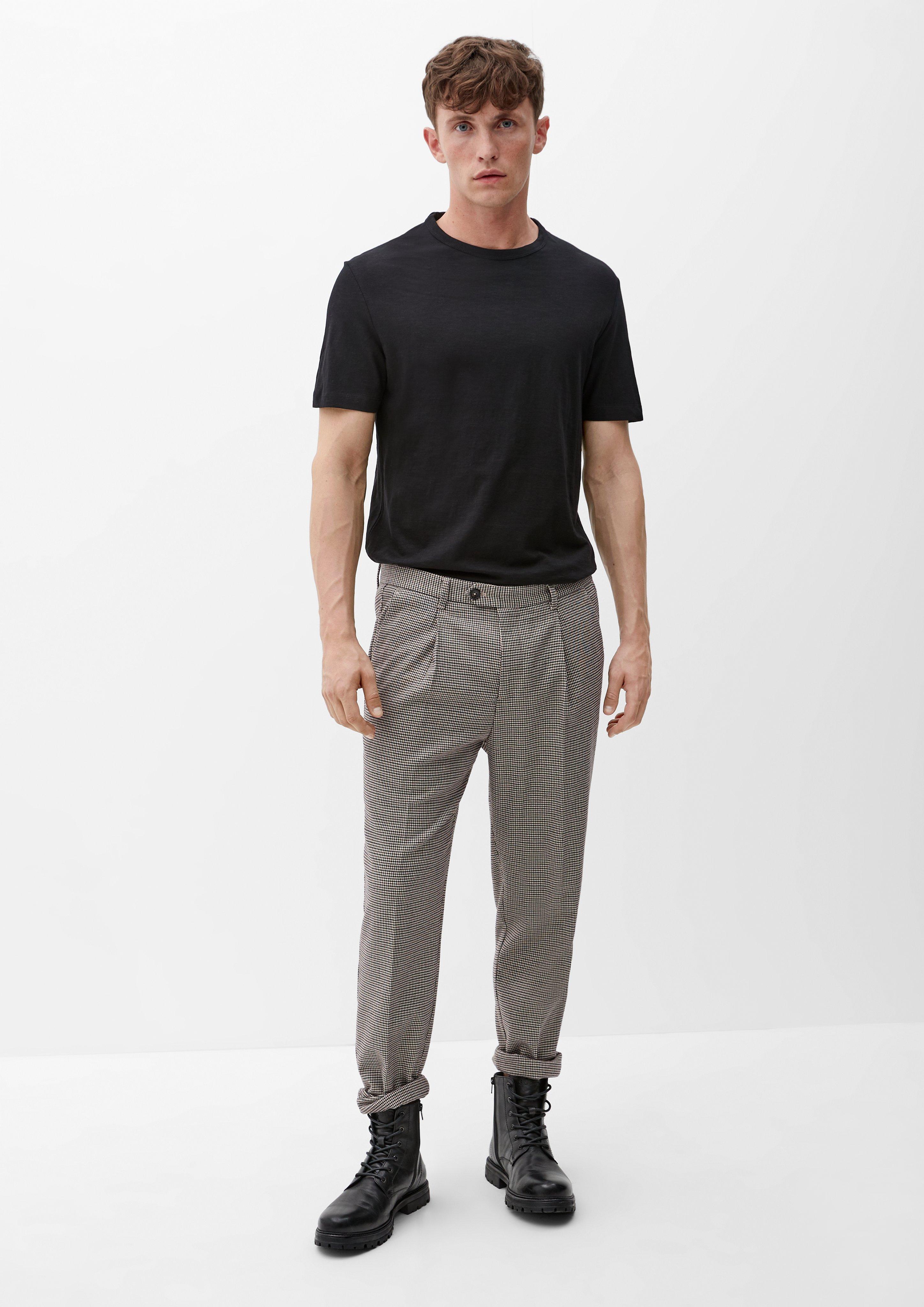 Slim: Gemusterte Bundfaltenhose  2120621-82N3