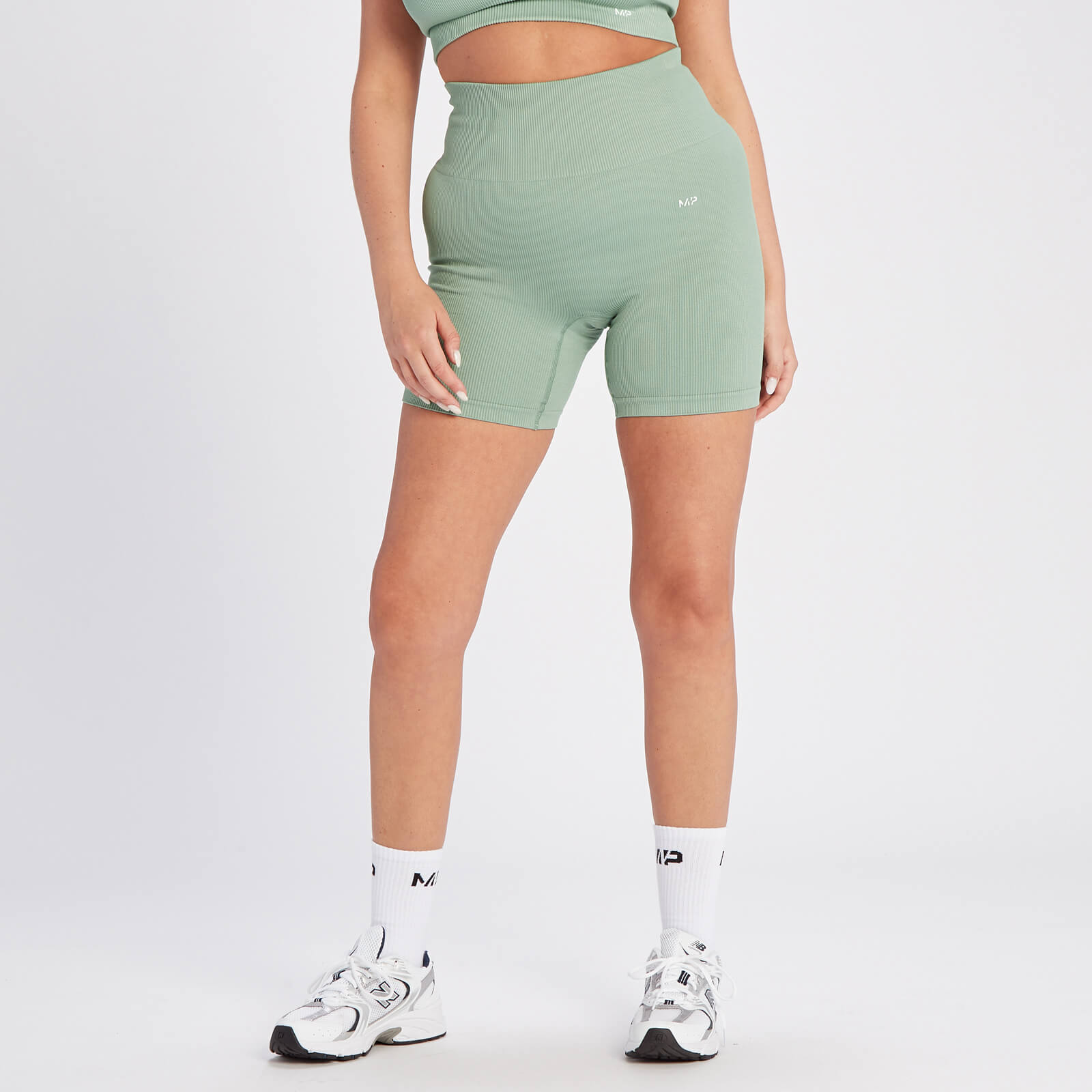 Short côtelé sans coutures MP Tempo pour femmes – Vert sauge