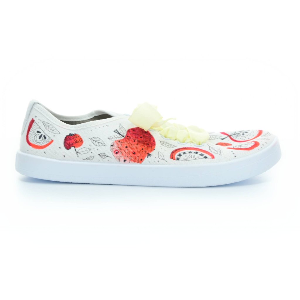 Anatomic Apfel Barfußsneakers mit gelber Schnürsenkel