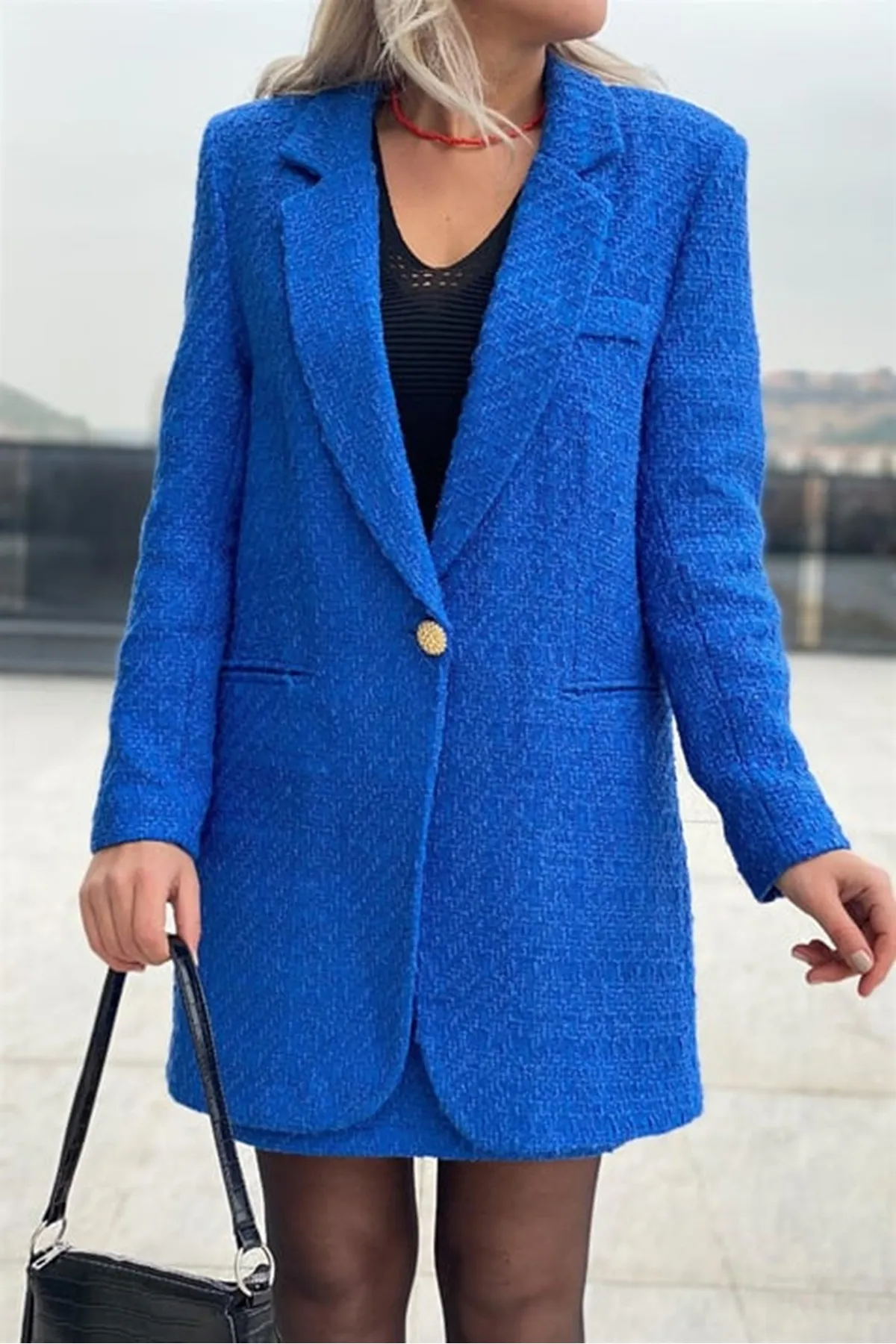 Laluvia  Sax-gefüttertes Tweed-Jackenrock-Set