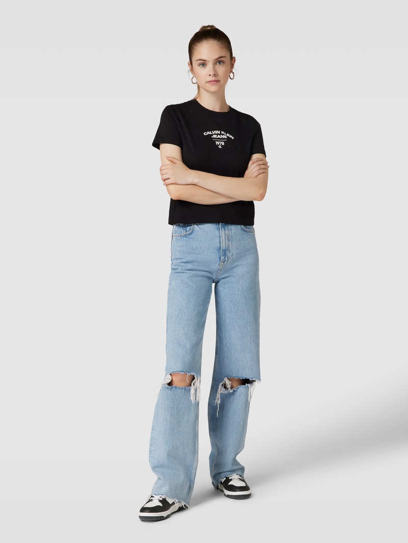 T-Shirt mit Label-Print Modell 'VARSITY' in black
