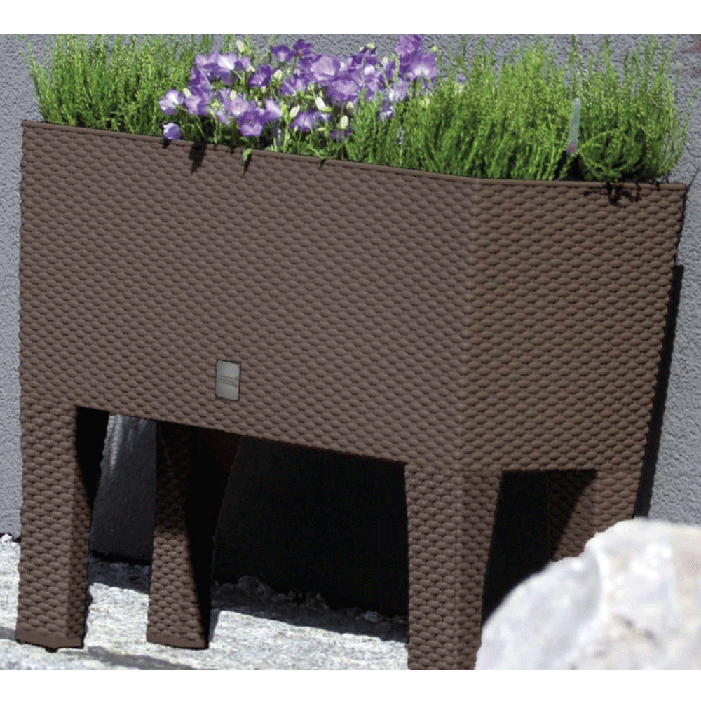 Powertec Garden Design-Pflanzkasten 2in1 in Rattanoptik, ca. 30L - Dunkelbraun