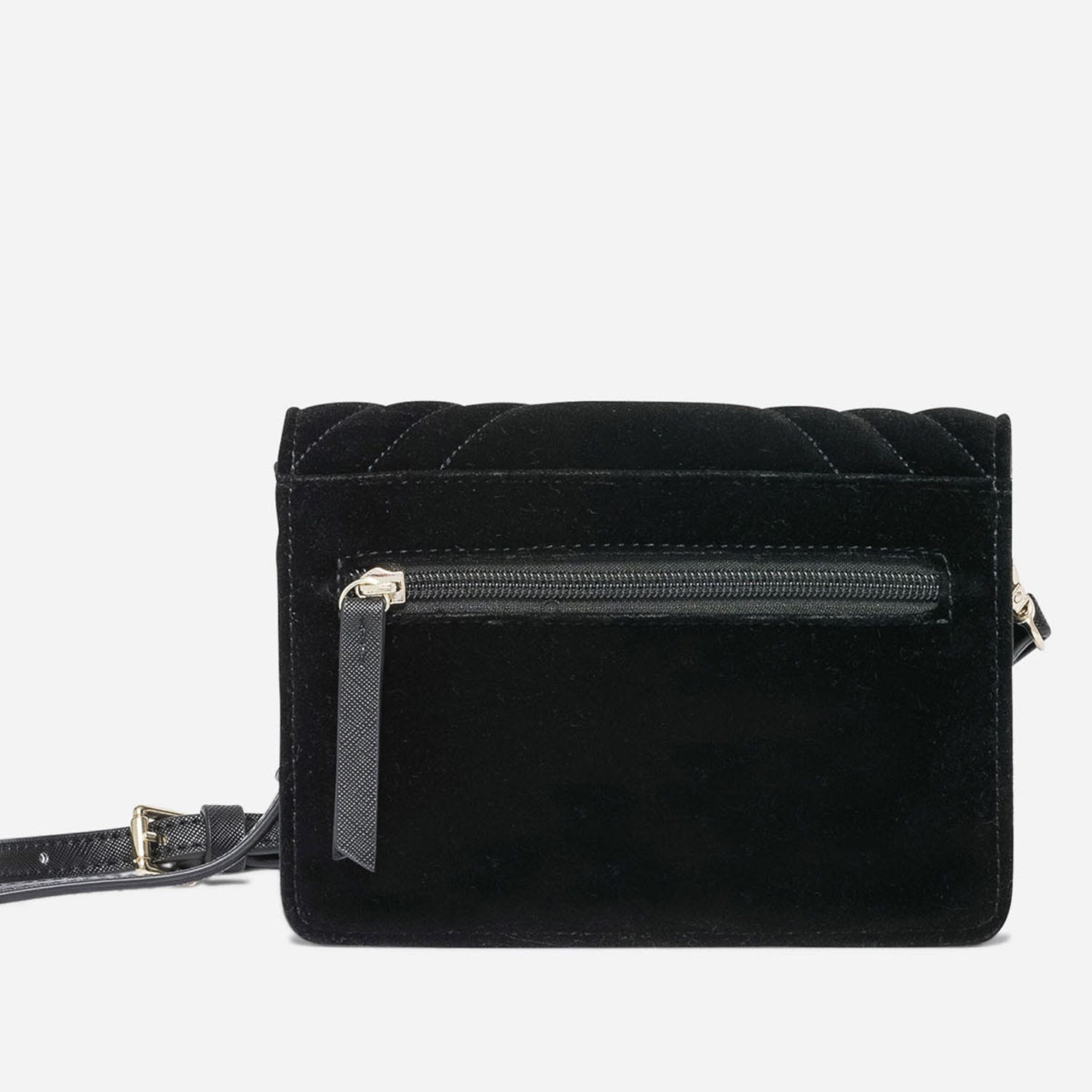 Sac à main TEXTO noir velours et textile façon tweed