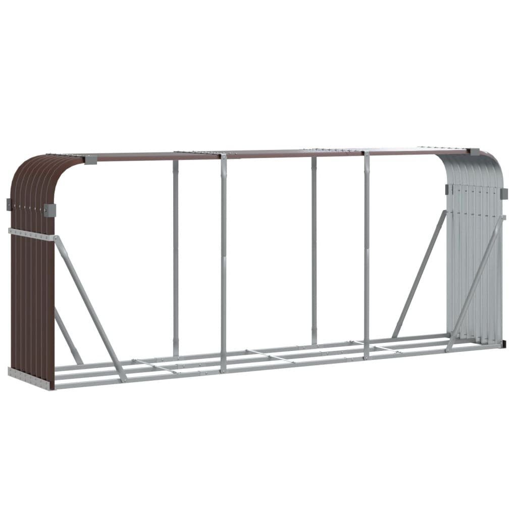 vidaXL Kaminholzregal Kaminholzunterstand Braun 234x45x100 cm Verzinkter Stahl, BxTxH:234x45x100 cm