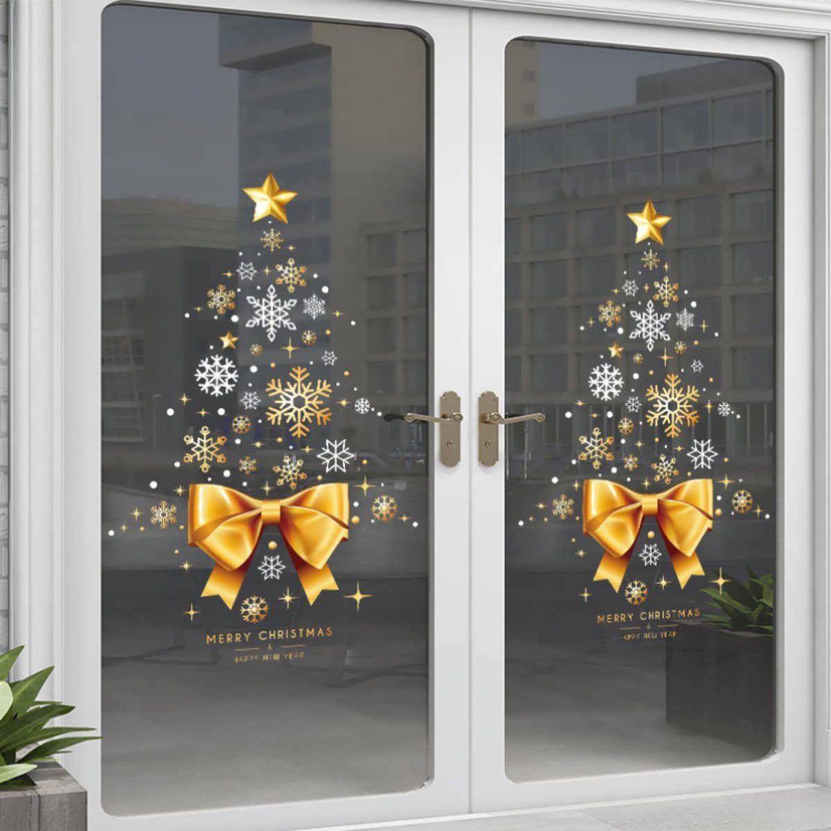 Fenstersticker Wandtattoo Schlafzimmer mit Weihnachtsbaum, Union Reisen