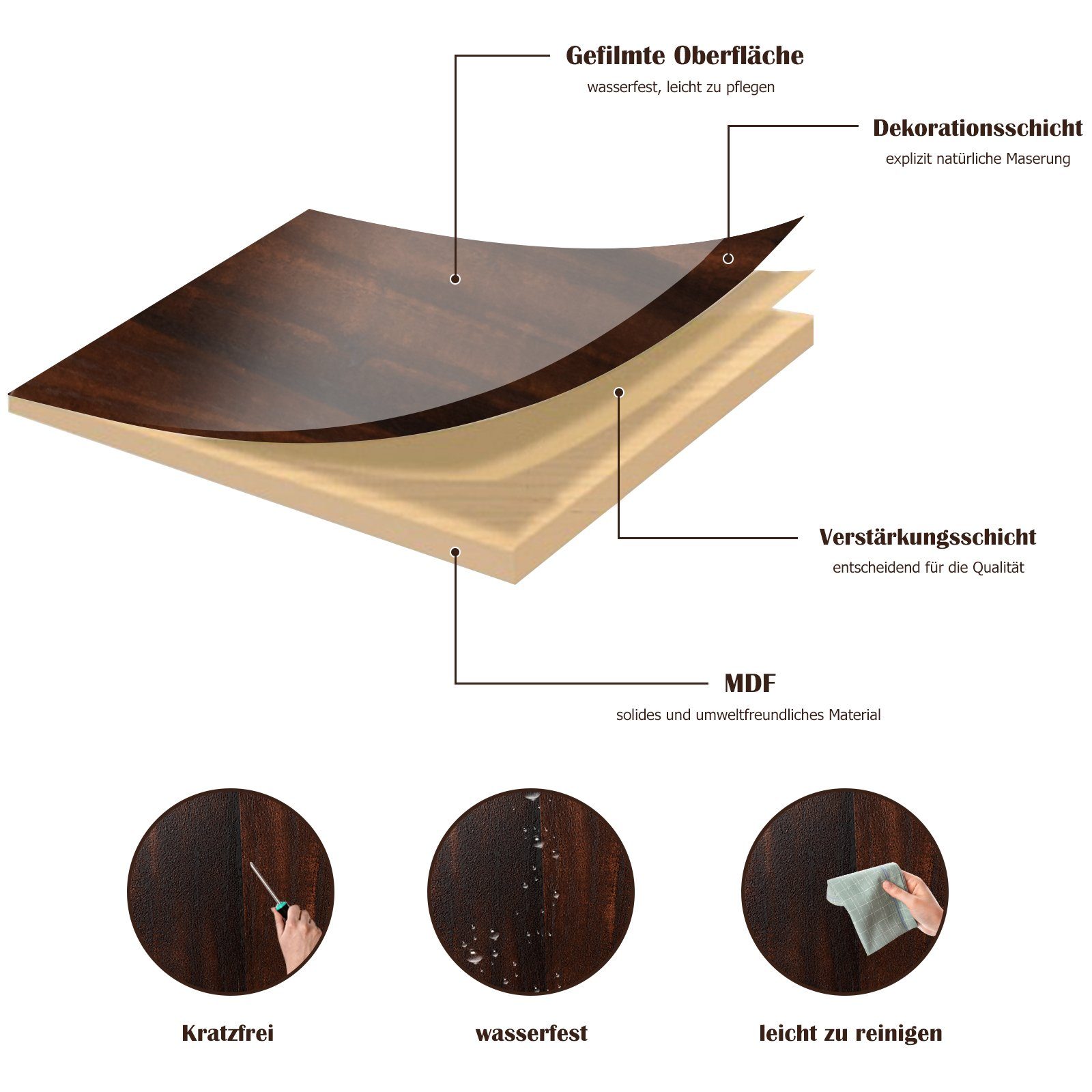 COSTWAY Sideboard, Bücherregal mit Türen & 6 Fächern, 102x33x76cm