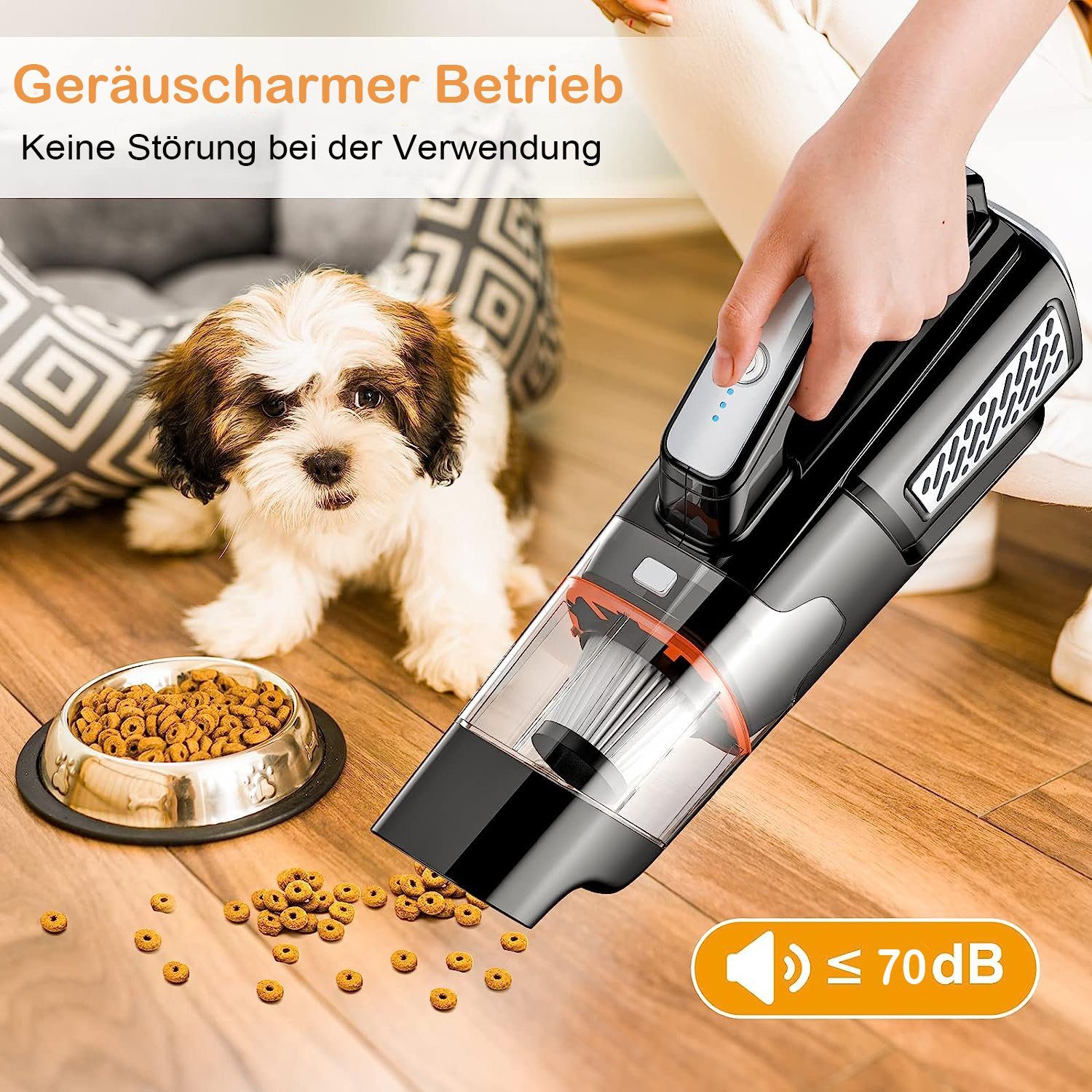 Mutoy Akku-Handstaubsauger Akku-Handstaubsauger,10000Pa Handstaubsauger,Kabellos Autostaubsauger, mit wiederaufladbarer 2000mAh Batterie und Hepa-Filter, 3x2000mAh wiederaufladbare,Nass/Trocken,mit Waschbar HEPA-Filter